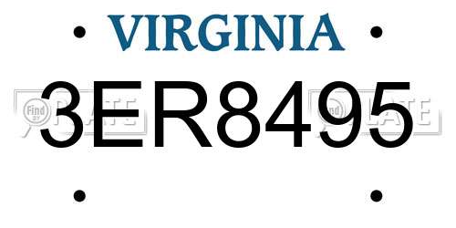 3ER8495 Virginia License Plate