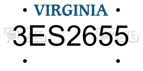 3ES2655 Virginia License Plate