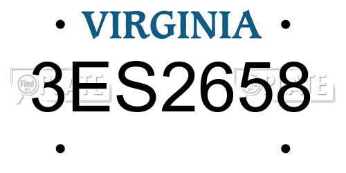 3ES2658 Virginia License Plate