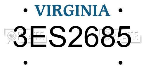 3ES2685 Virginia License Plate