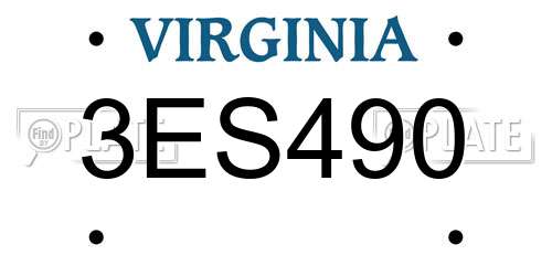 3ES490 Virginia License Plate