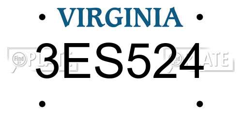 3ES524 Virginia License Plate