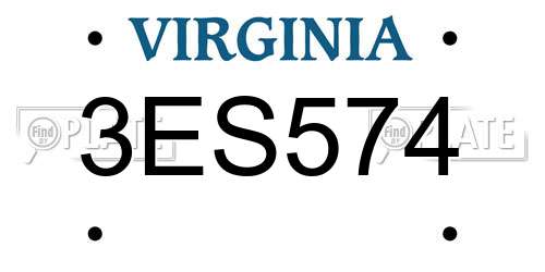 3ES574 Virginia License Plate