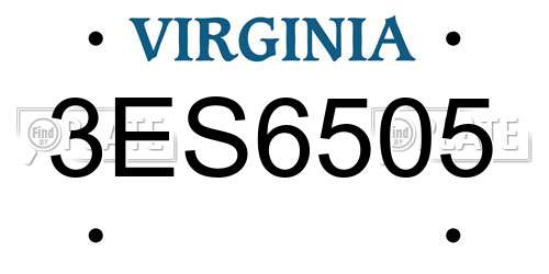 3ES6505 Virginia License Plate