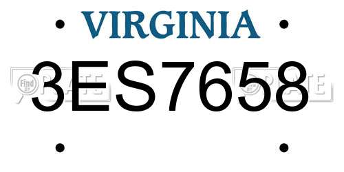 3ES7658 Virginia License Plate