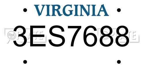 3ES7688 Virginia License Plate
