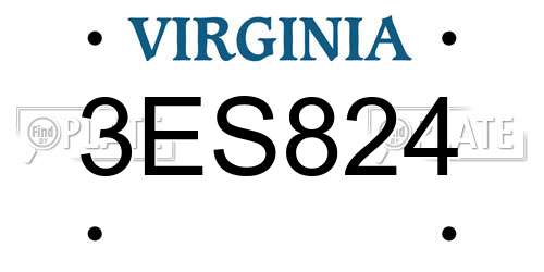 3ES824 Virginia License Plate