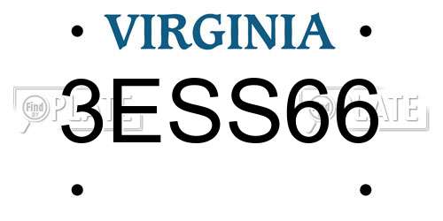 3ESS66 Virginia License Plate