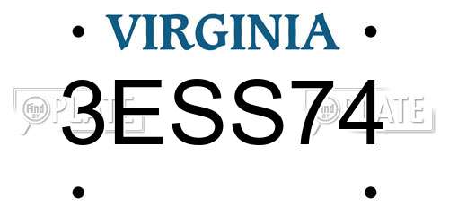 3ESS74 Virginia License Plate