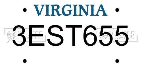 3EST655 Virginia License Plate
