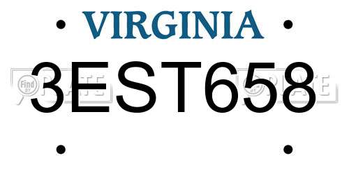 3EST658 Virginia License Plate