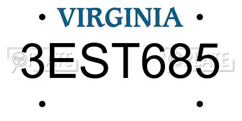 3EST685 Virginia License Plate