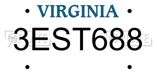 3EST688 Virginia License Plate
