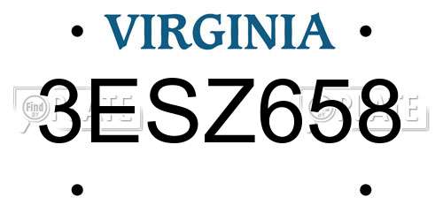 3ESZ658 Virginia License Plate