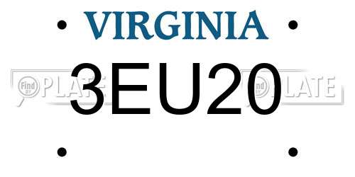 3EU20 Virginia License Plate