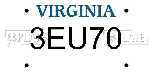 3EU70 Virginia License Plate