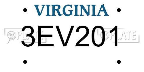 3EV201 Virginia License Plate