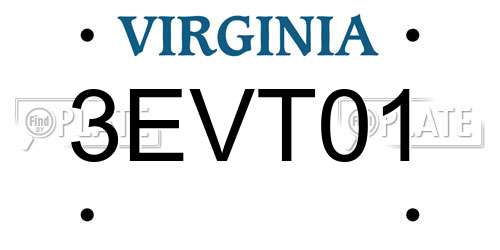 3EVT01 Virginia License Plate