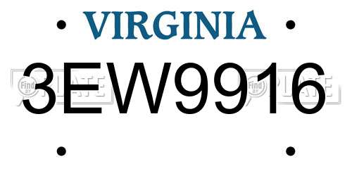 3EW9916 Virginia License Plate