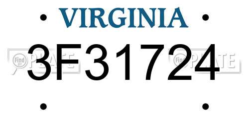 3F31724 Virginia License Plate