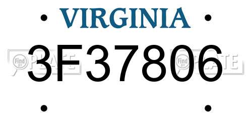3F37806 Virginia License Plate