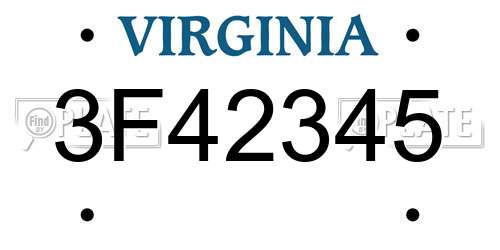 3F42345 Virginia License Plate