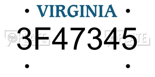 3F47345 Virginia License Plate