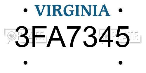 3FA7345 Virginia License Plate
