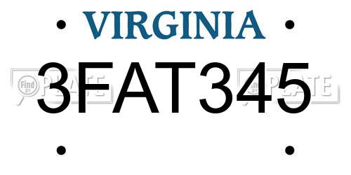 3FAT345 Virginia License Plate