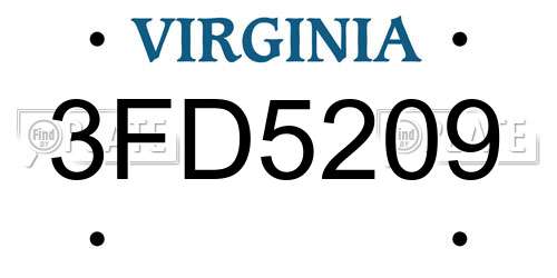 3FD5209 Virginia License Plate
