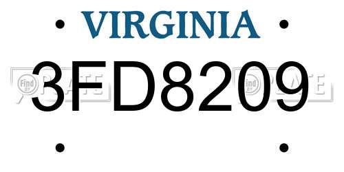 3FD8209 Virginia License Plate