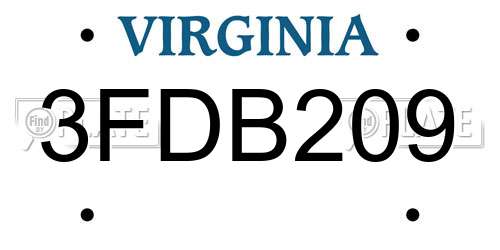 3FDB209 Virginia License Plate