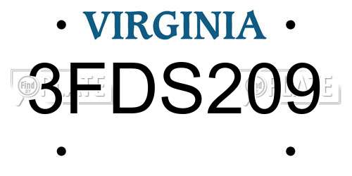 3FDS209 Virginia License Plate