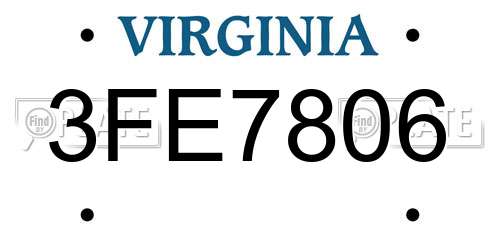 3FE7806 Virginia License Plate