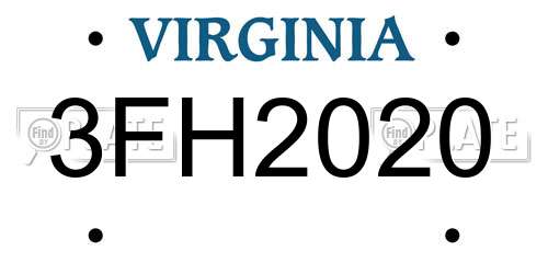 3FH2020 Virginia License Plate