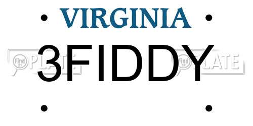 3FIDDY Virginia License Plate