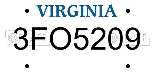 3FO5209 Virginia License Plate