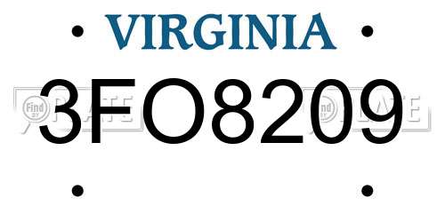 3FO8209 Virginia License Plate