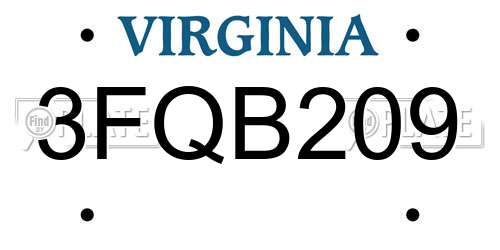 3FQB209 Virginia License Plate