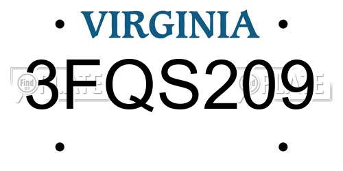 3FQS209 Virginia License Plate