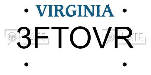 3FTOVR Virginia License Plate
