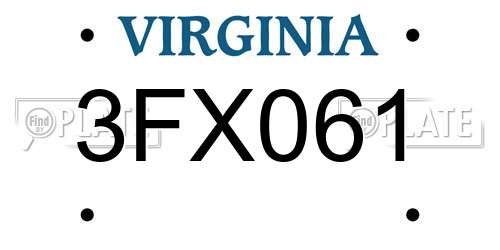 3FX061 Virginia License Plate