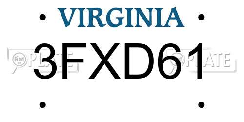 3FXD61 Virginia License Plate