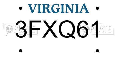 3FXQ61 Virginia License Plate