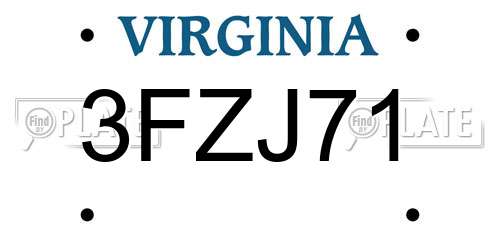 3FZJ71 Virginia License Plate