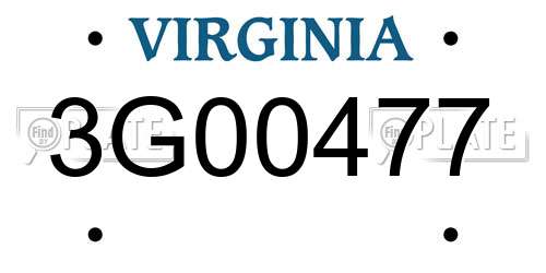 3G00477 Virginia License Plate