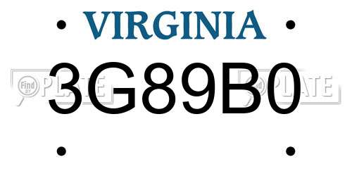 3G89B0 Virginia License Plate