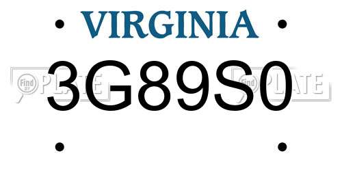 3G89S0 Virginia License Plate