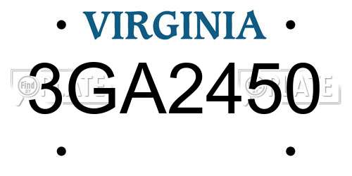 3GA2450 Virginia License Plate
