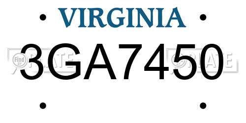 3GA7450 Virginia License Plate